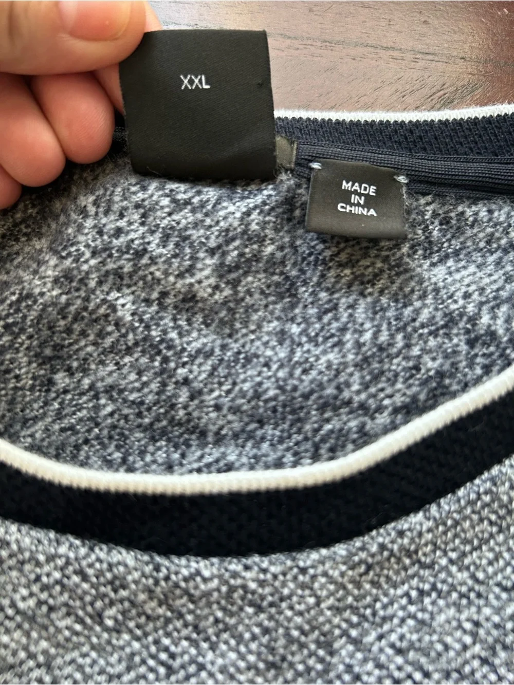 Hugo Boss Men's Grey Crewneck Sweater with Contrast Navy Trim size XXL SLIM FIT